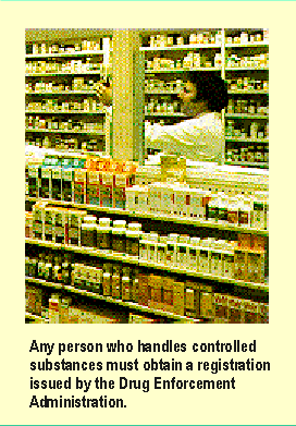 Any person who handles controlled substances must obtain a registration issued by the Drug Enforcement Administration.